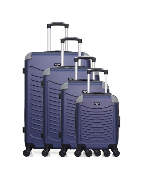 4 Valises 4 roues simples Congo-M 75/65/55/46 cm bleu marine