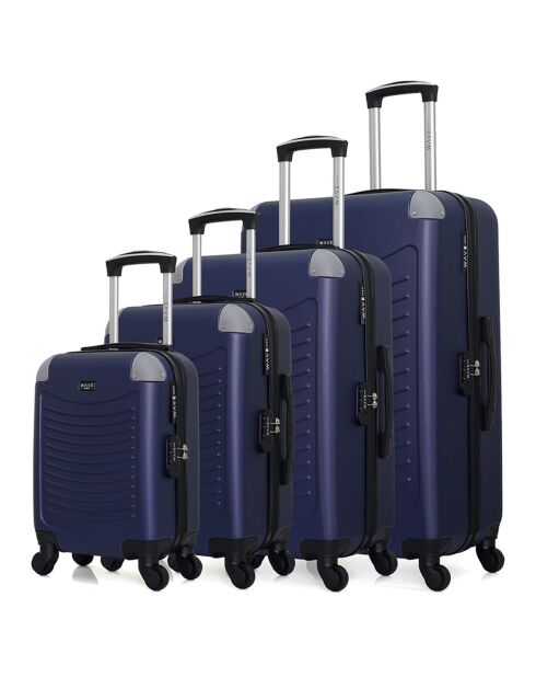 4 Koffer 4 Räder einfaches Congo-M 75/65/55/46 cm marineblau