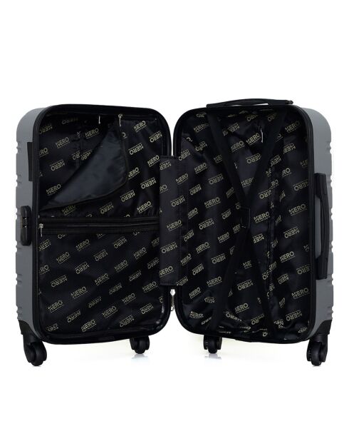 Renoso Reisekoffer mit 4 Rädern und kleinem Rad, 65 cm, grau, mittelstark