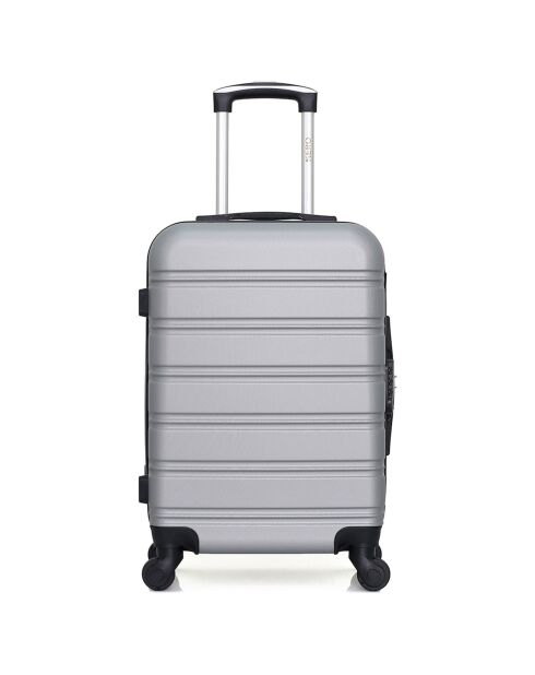 Renoso Reisekoffer mit 4 Rädern und kleinem Rad, 65 cm, grau, mittelstark