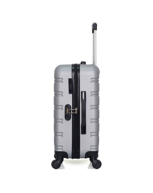 Renoso Reisekoffer mit 4 Rädern und kleinem Rad, 65 cm, grau, mittelstark