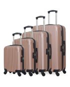 4 Valises 4 roues simples Carpates -M 75/65/55/46 cm rose doré