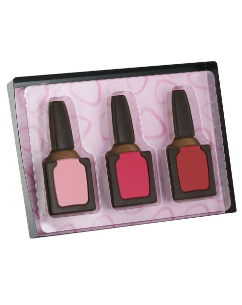 Coffret vernis à ongles en chocolat au lait décoré 70 gr