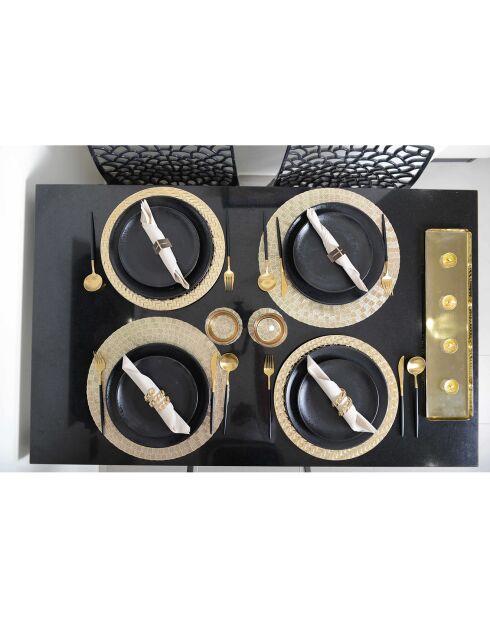 6 Dessous d'assiette quadrillés dorés - 33x33 cm