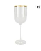 6 Verres à vin Nish blancs/dorés - 7.5x21 cm