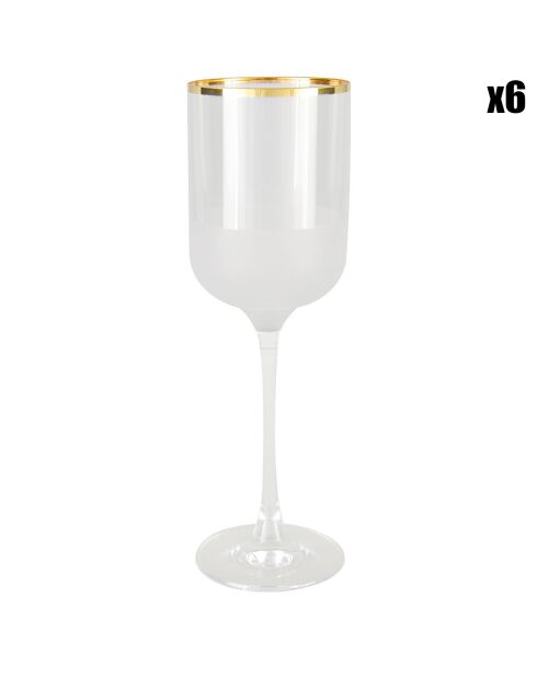 6 Verres à vin Nish blancs/dorés - 7.5x21 cm