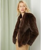 Manteau court réversible en Cuir & Fourrure Aggravi marron