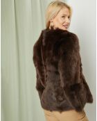 Manteau court réversible en Cuir & Fourrure Aggravi marron