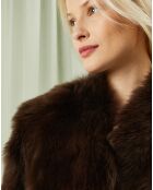 Manteau court réversible en Cuir & Fourrure Aggravi marron