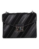 Sac bandoulière en Cuir Jet Set noir - 23x16x7 cm