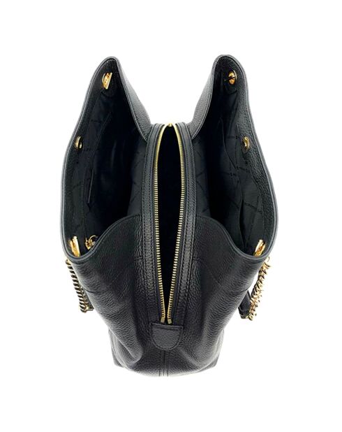 Sac porté épaule en Cuir Jet Set noir - 40x30 cm
