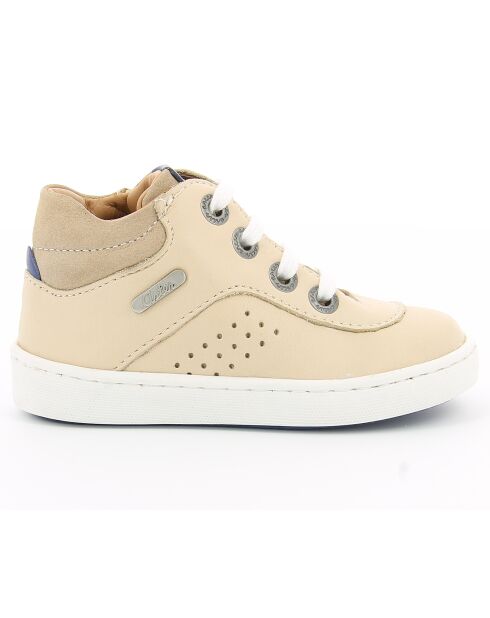 Sneakers Hautes en Cuir Stawen beiges