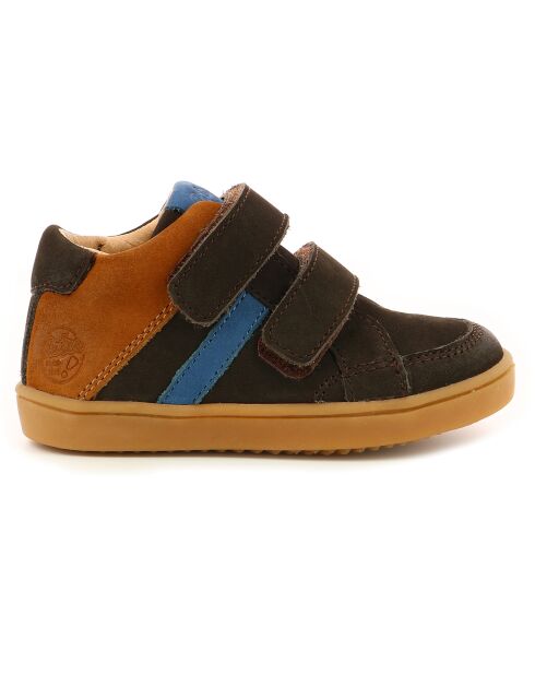 Sneakers Hautes en Cuir Woukro marron/bleu
