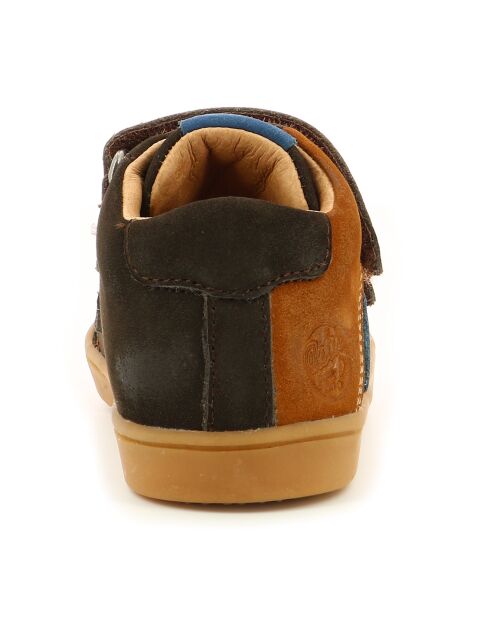 Sneakers Hautes en Cuir Woukro marron/bleu