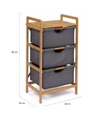 Meuble multirangements Maya en bambou bois/gris - 44x34x80 cm