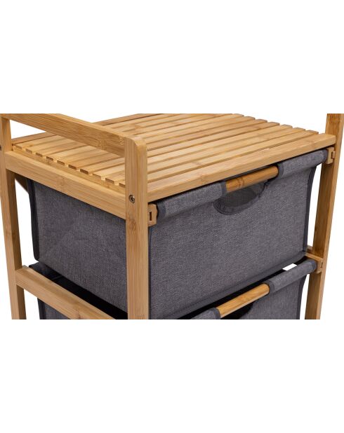 Meuble multirangements Maya en bambou bois/gris - 44x34x80 cm