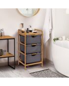 Meuble multirangements Maya en bambou bois/gris - 44x34x80 cm