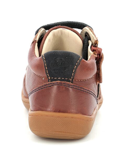 Bottillons en Cuir Piasap camel/marine