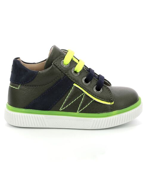 Sneakers Hautes en Cuir Nantib vert foncé/marine/jaune