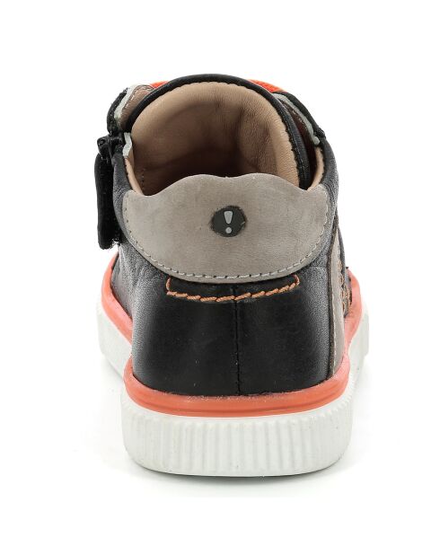 Sneakers Hautes en Cuir Nantib noir/gris/orange