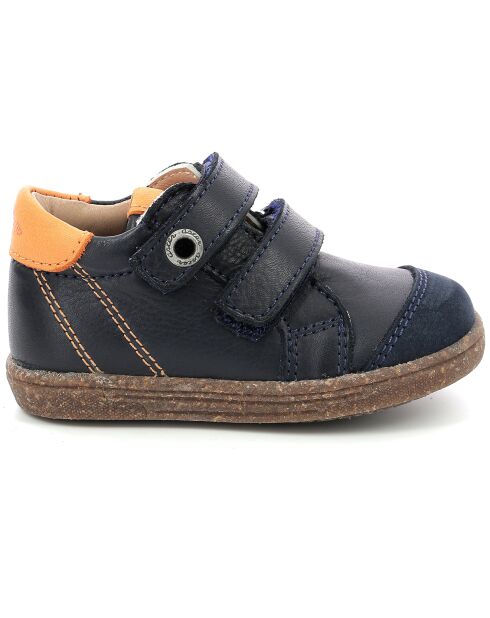 Sneakers Hautes en Cuir Washan marine/orange