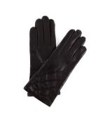 Gants en Cuir d'Agneau doublure Laine Greta marron foncé