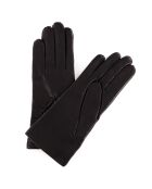 Gants en Cuir d'Agneau doublure Laine Greta marron foncé