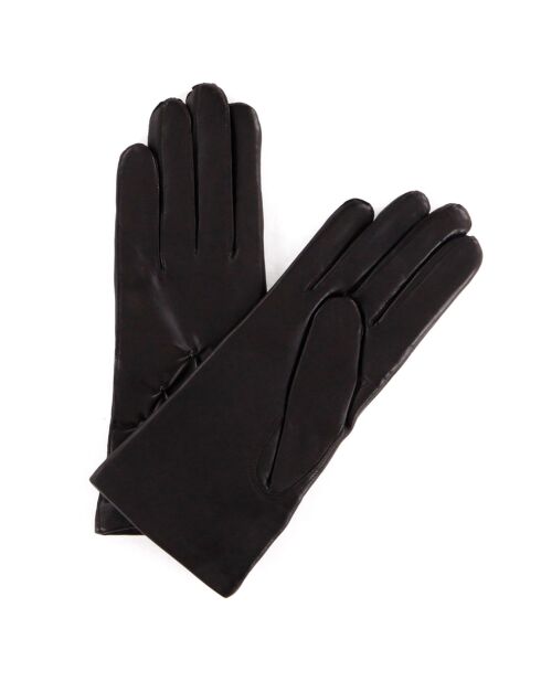 Gants en Cuir d'Agneau doublure Laine Greta marron foncé