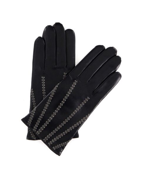 Gants en Cuir d'Agneau doublure Laine Hugo  noirs