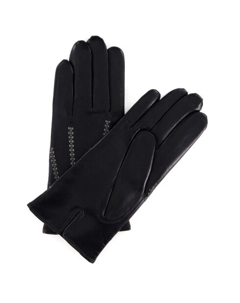 Gants en Cuir d'Agneau doublure Laine Hugo  noirs