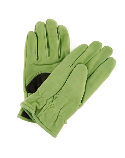 Gants en Velours de Cuir d'Agneau doublure Polaire Hoki  vert/kaki