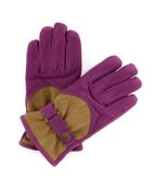 Gants en Velours de Cuir d'Agneau doublure Polaire Hoki  violet/beige