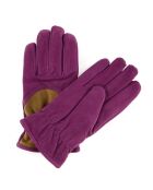 Gants en Velours de Cuir d'Agneau doublure Polaire Hoki  violet/beige