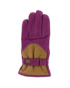 Gants en Velours de Cuir d'Agneau doublure Polaire Hoki  violet/beige