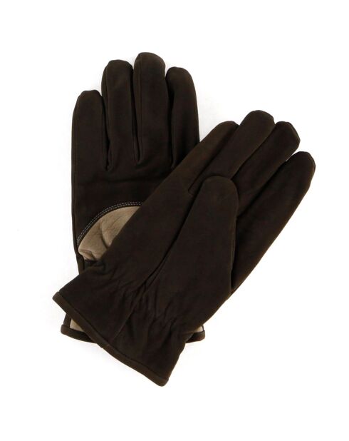 Gants en Velours de Cuir d'Agneau doublure Polaire Hoki  marron/beige