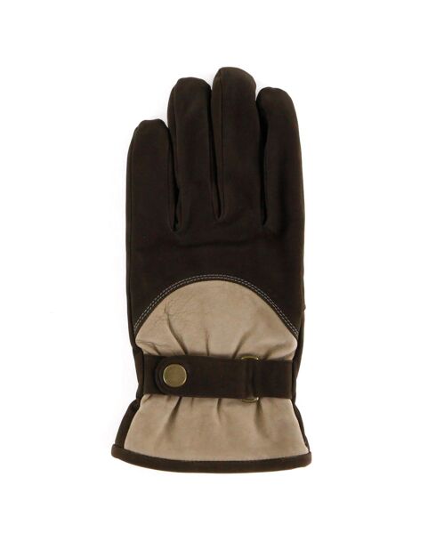 Gants en Velours de Cuir d'Agneau doublure Polaire Hoki  marron/beige