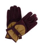 Gants en Velours de Cuir d'Agneau doublure Polaire Hoki  bordeaux/beige