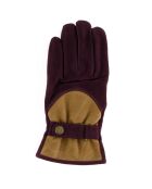 Gants en Velours de Cuir d'Agneau doublure Polaire Hoki  bordeaux/beige