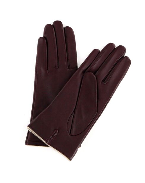 Gants en Cuir d'Agneau doublure Laine Hilaria bordeaux