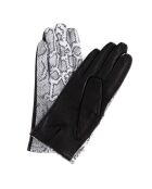 Gants en Cuir d'Agneau doublure Soie Valois Serpent  gris/noir