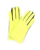 Gants en Velours de Cuir d'Agneau doublure Soie Valois Neon  jaune/noir