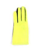 Gants en Velours de Cuir d'Agneau doublure Soie Valois Neon  jaune/noir