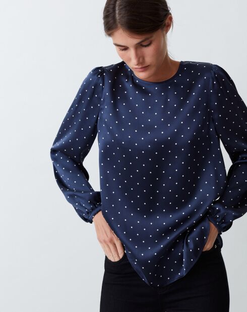 Chemise 100% Soie Vitaa bleu marine