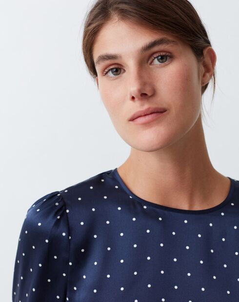 Chemise 100% Soie Vitaa bleu marine