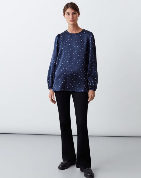 Chemise 100% Soie Vitaa bleu marine