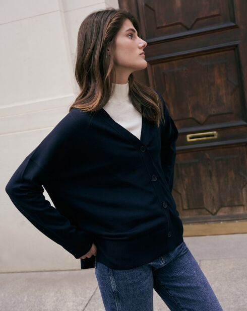 Cardigan 100% Laine Joya bleu marine
