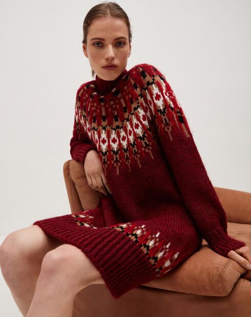 Robe en Laine & Alpaga mélangés Saigo rose/marron
