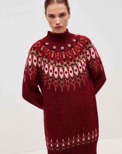 Robe en Laine & Alpaga mélangés Saigo rose/marron