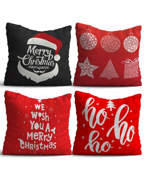 4 mehrfarbige Dekokissen für Weihnachten - 43x43 cm