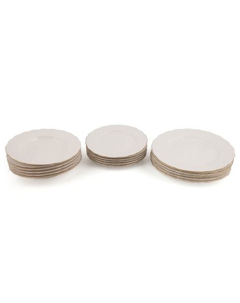 Service de table en porcelaine blanc/doré - 18 pièces